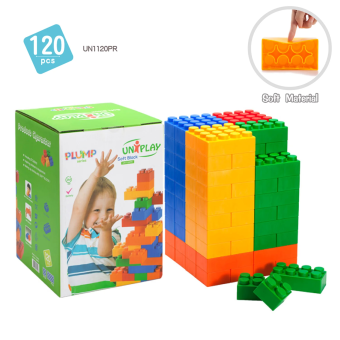 Einzigartige weiche Bausteine aus antibakteriellem Material, sicher für Babys ab 3 Jahren.